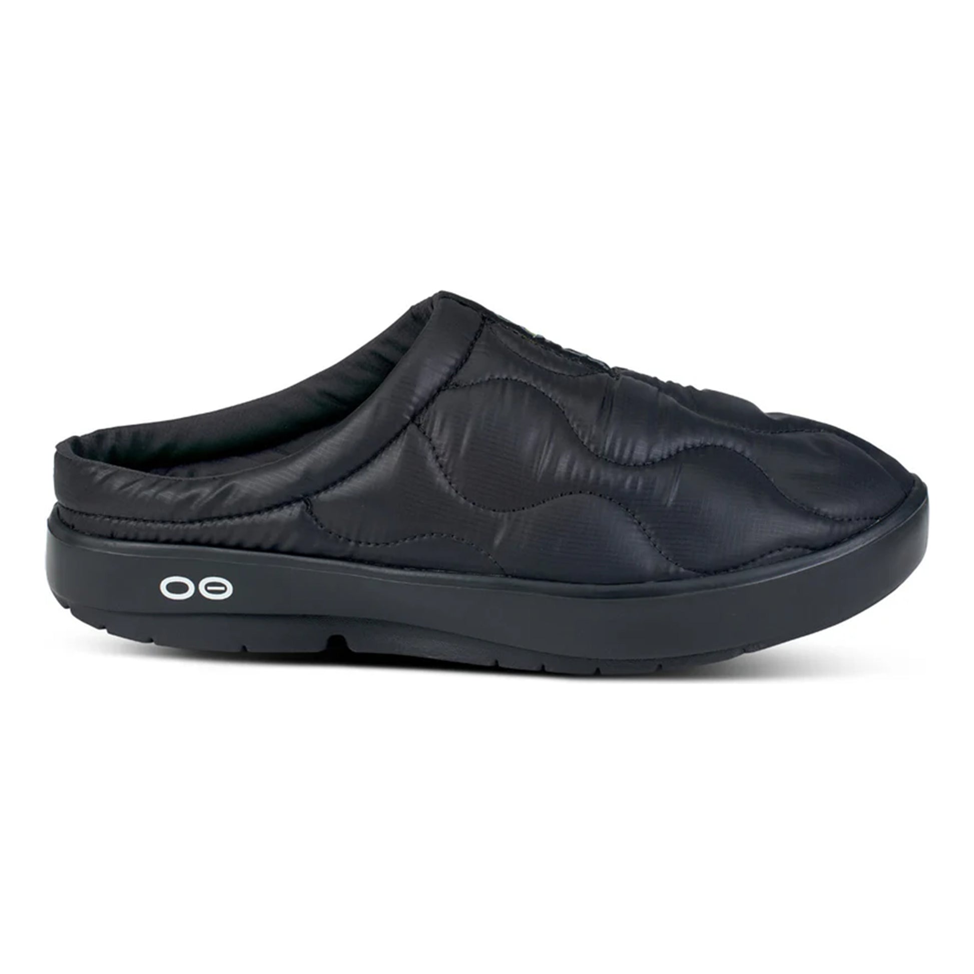 OOFOS Oocoozie Thermo Mule Recoveryschuh Unisex - schwarz, neongrün