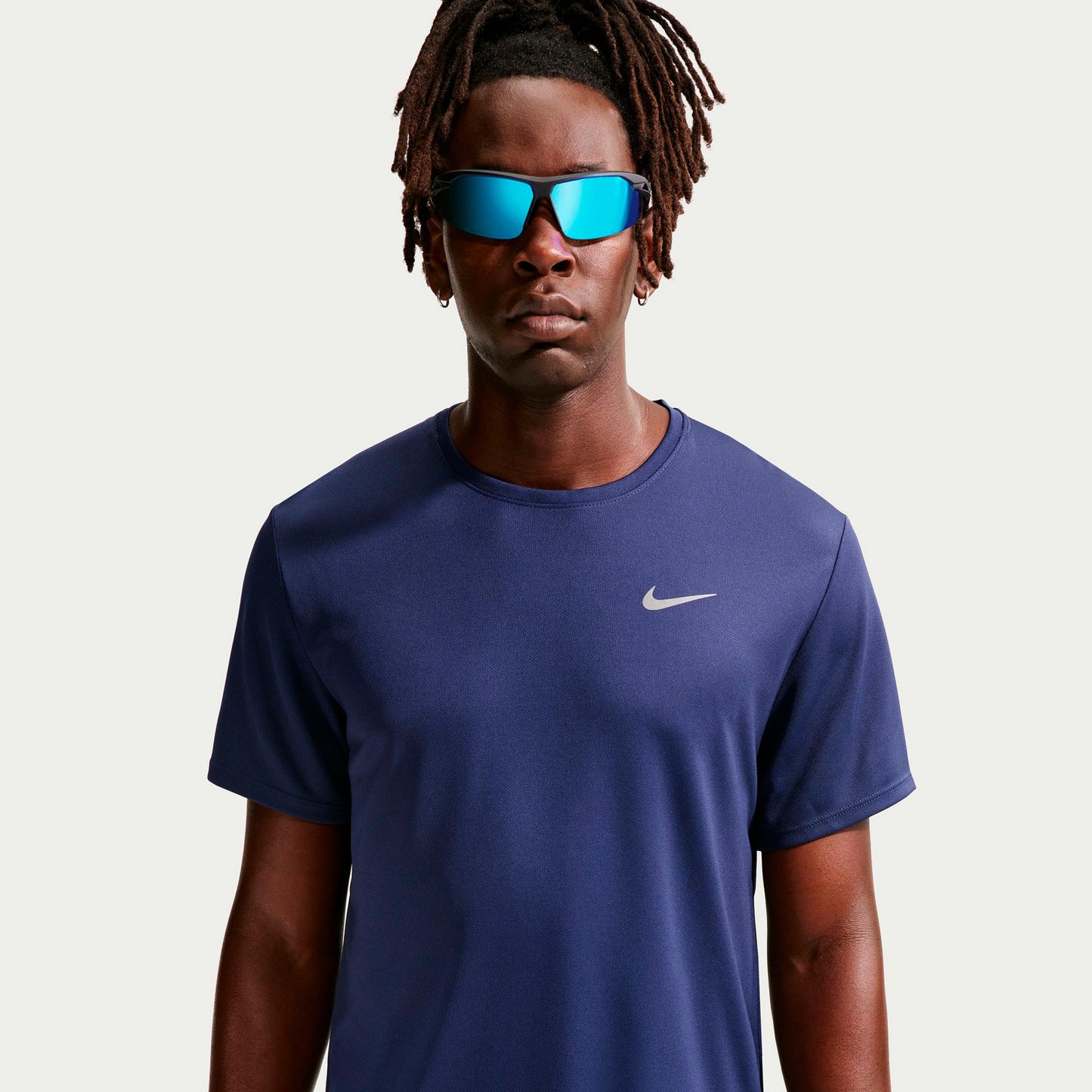 Nike Miler Laufshirt Herren - dunkelblau, silber