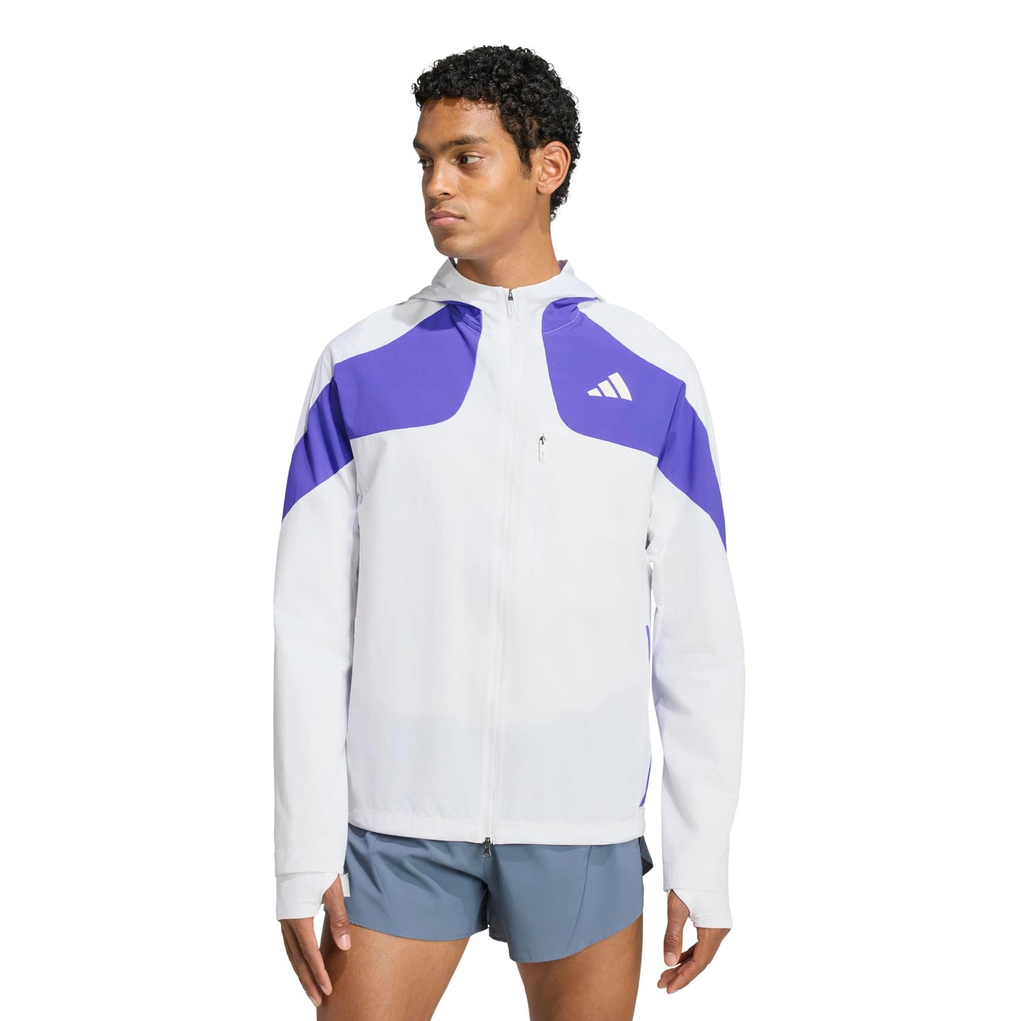 adidas adizero Laufjacke Herren - weiß, blau