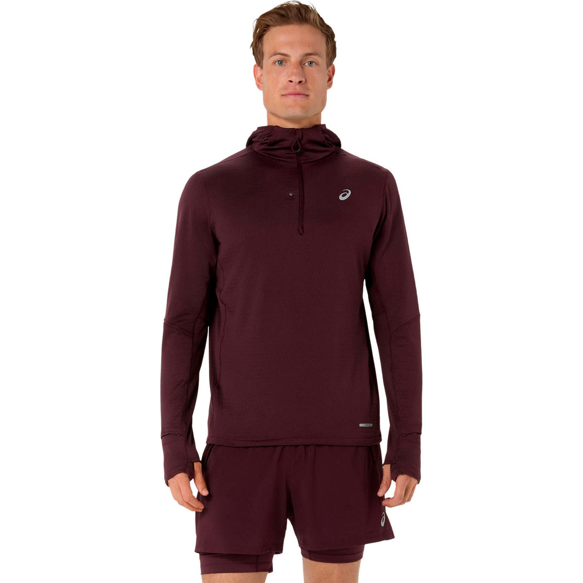 ASICS Road Winter hooded  Laufshirt Herren - weinrot