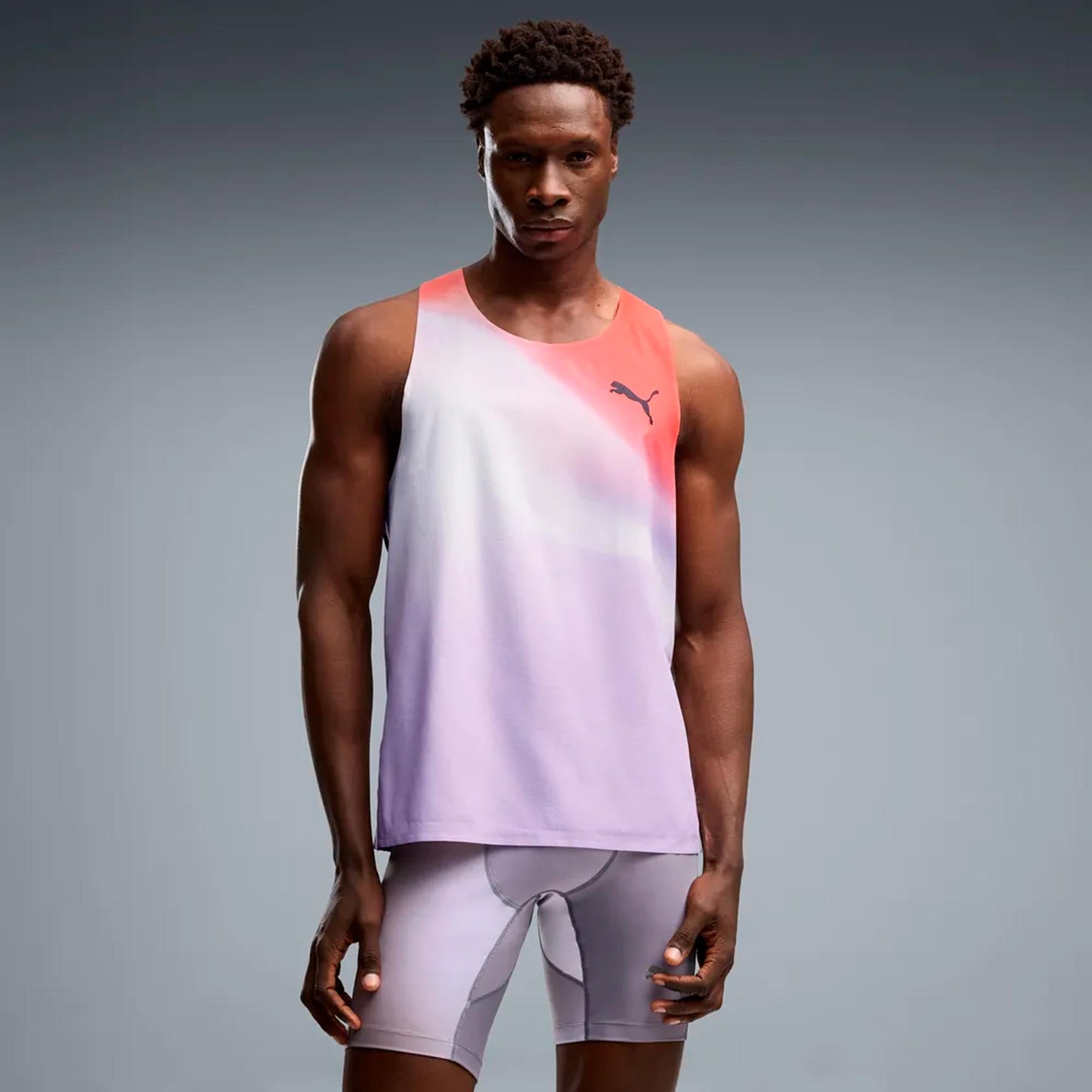 Puma Lightspeed Ultraweave Graphic  Laufshirt Herren - hellgrau, orange