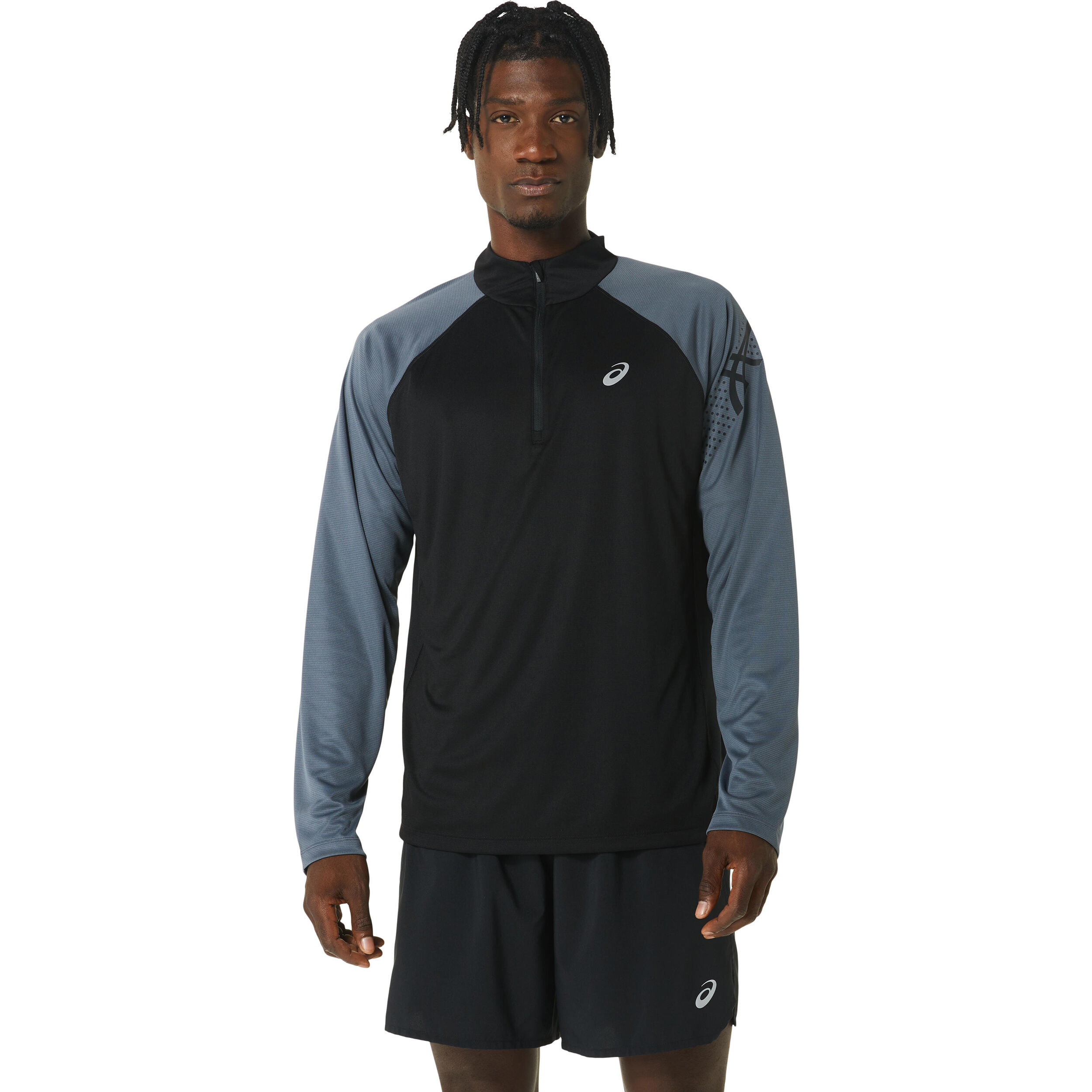 ASICS Icon Half Zip Lauftop Herren Schwarz Grau online kaufen Running Point DE