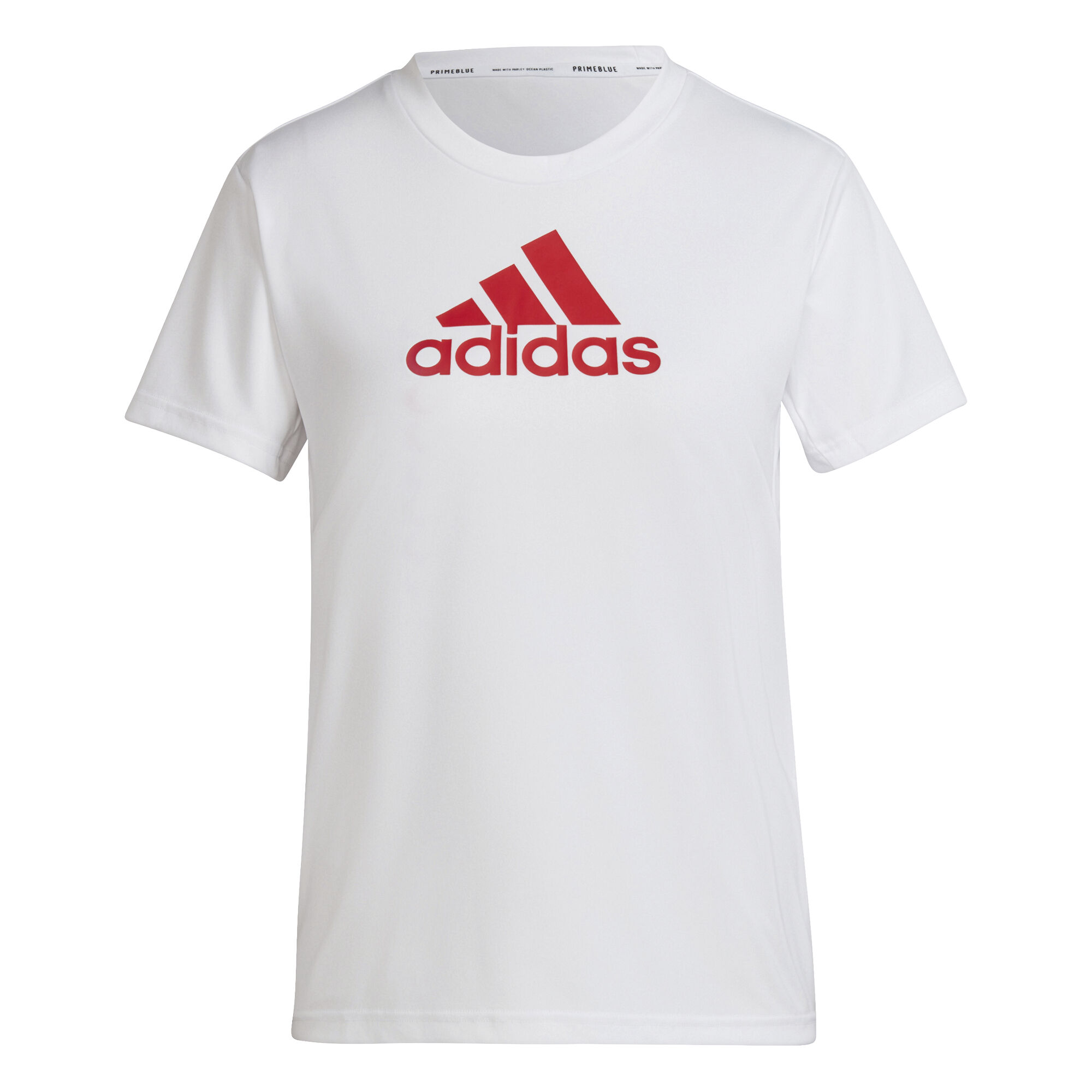 Big Logo T Shirt Damen WeiB Rot