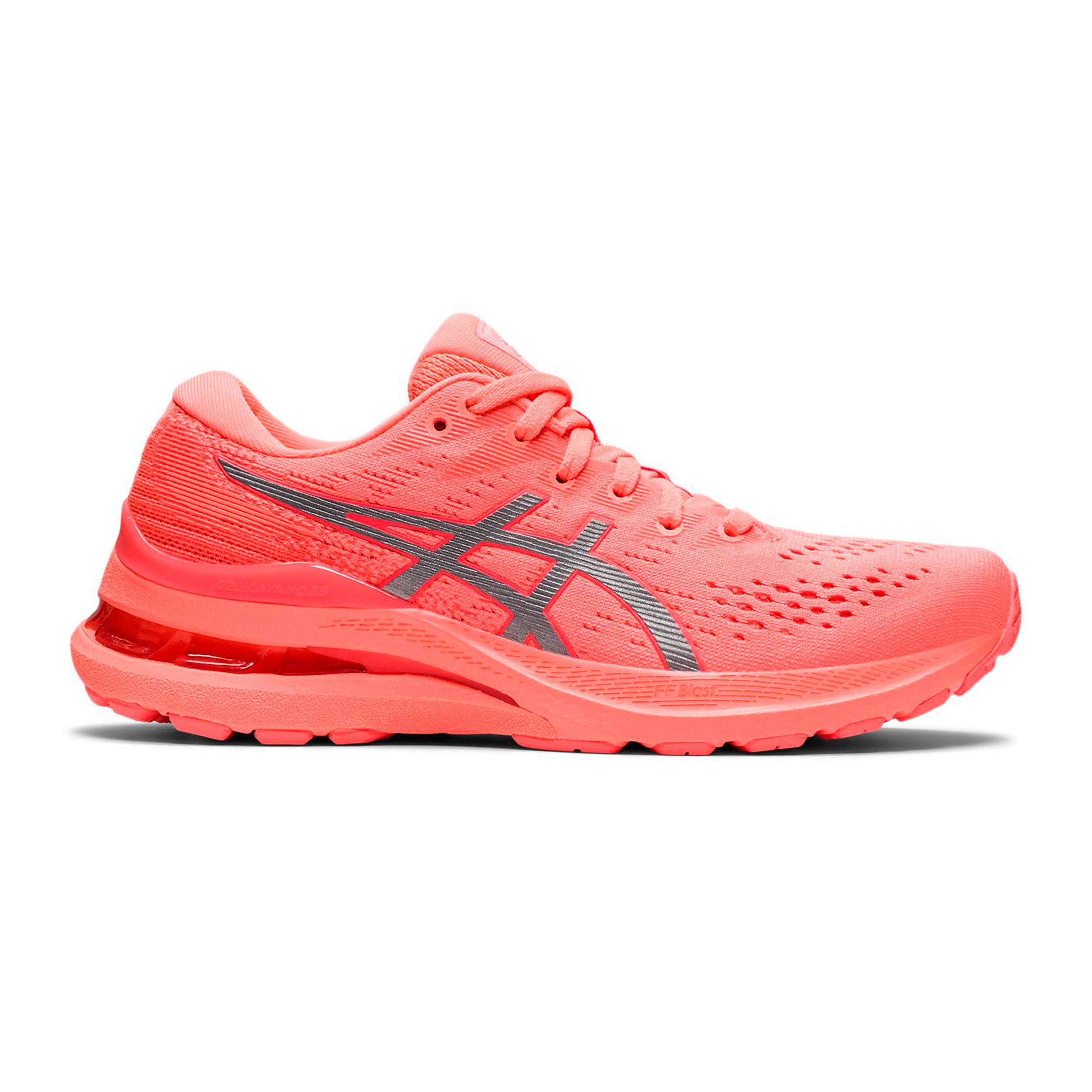 ASICS Gel Kayano 28 Lite Show Stabilitatsschuh Damen Neonorange Silber online kaufen Running Point DE