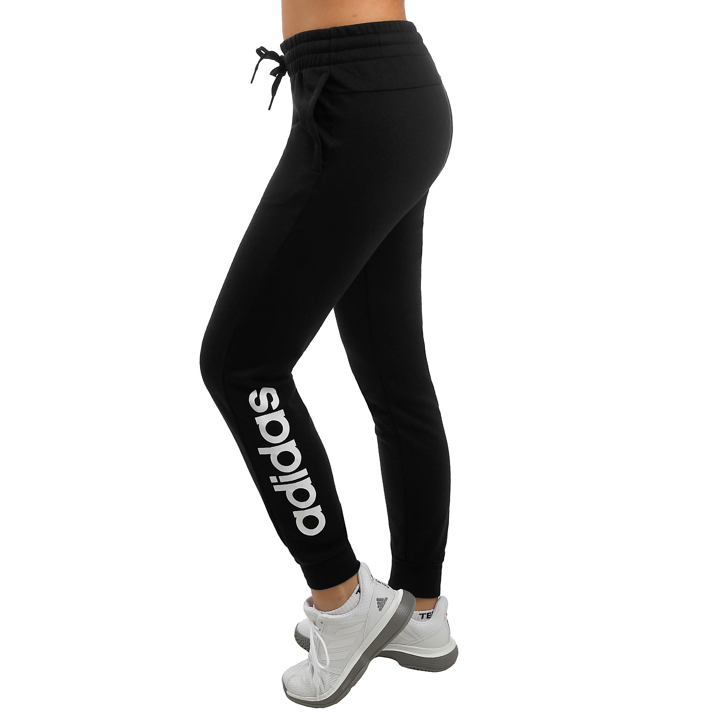 Essentials Linear Loos Trainingshose Damen Schwarz WeiB