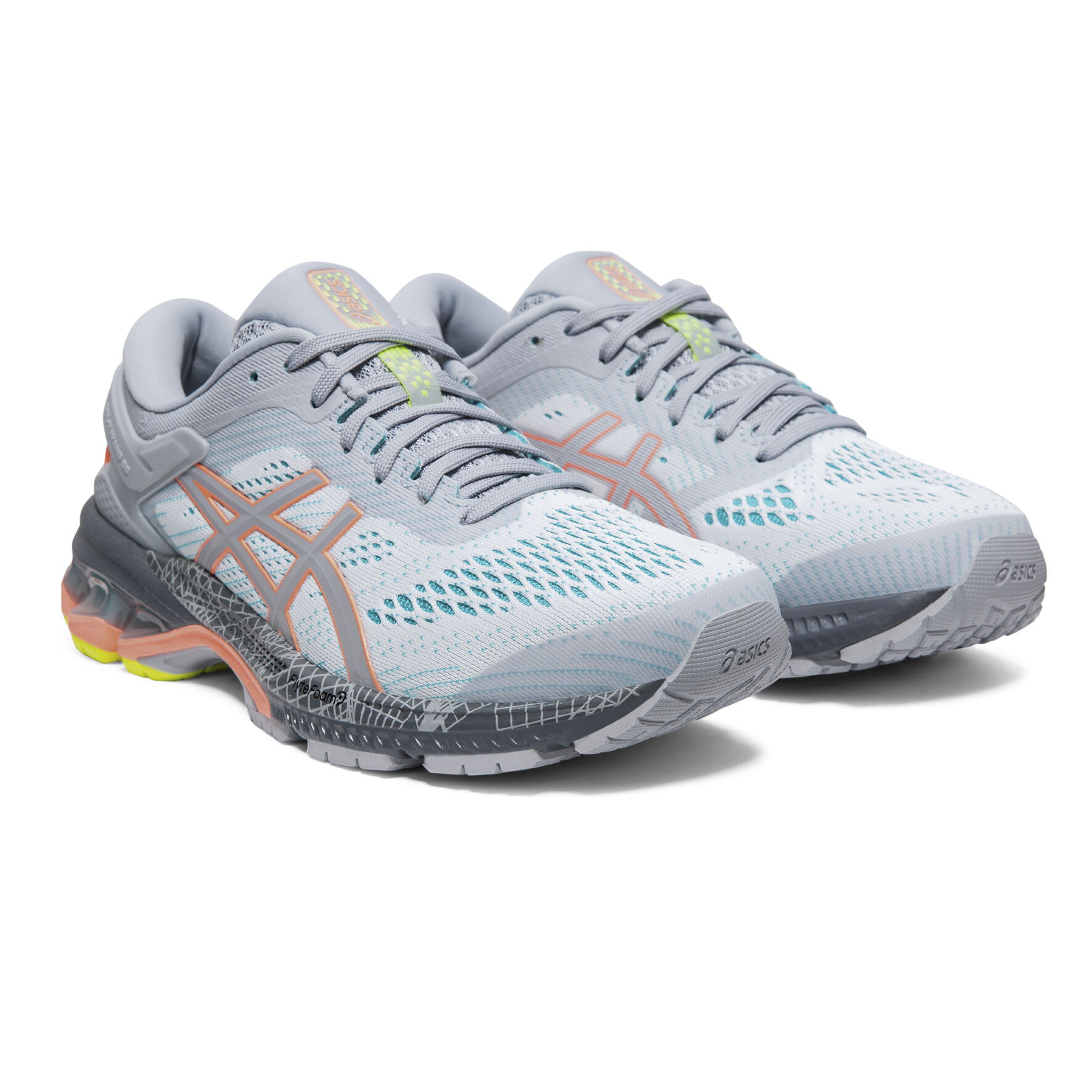 ASICS Gel Kayano 26 Lite Show Stabilitatsschuh Damen Hellgrau Turkis online kaufen Running Point DE