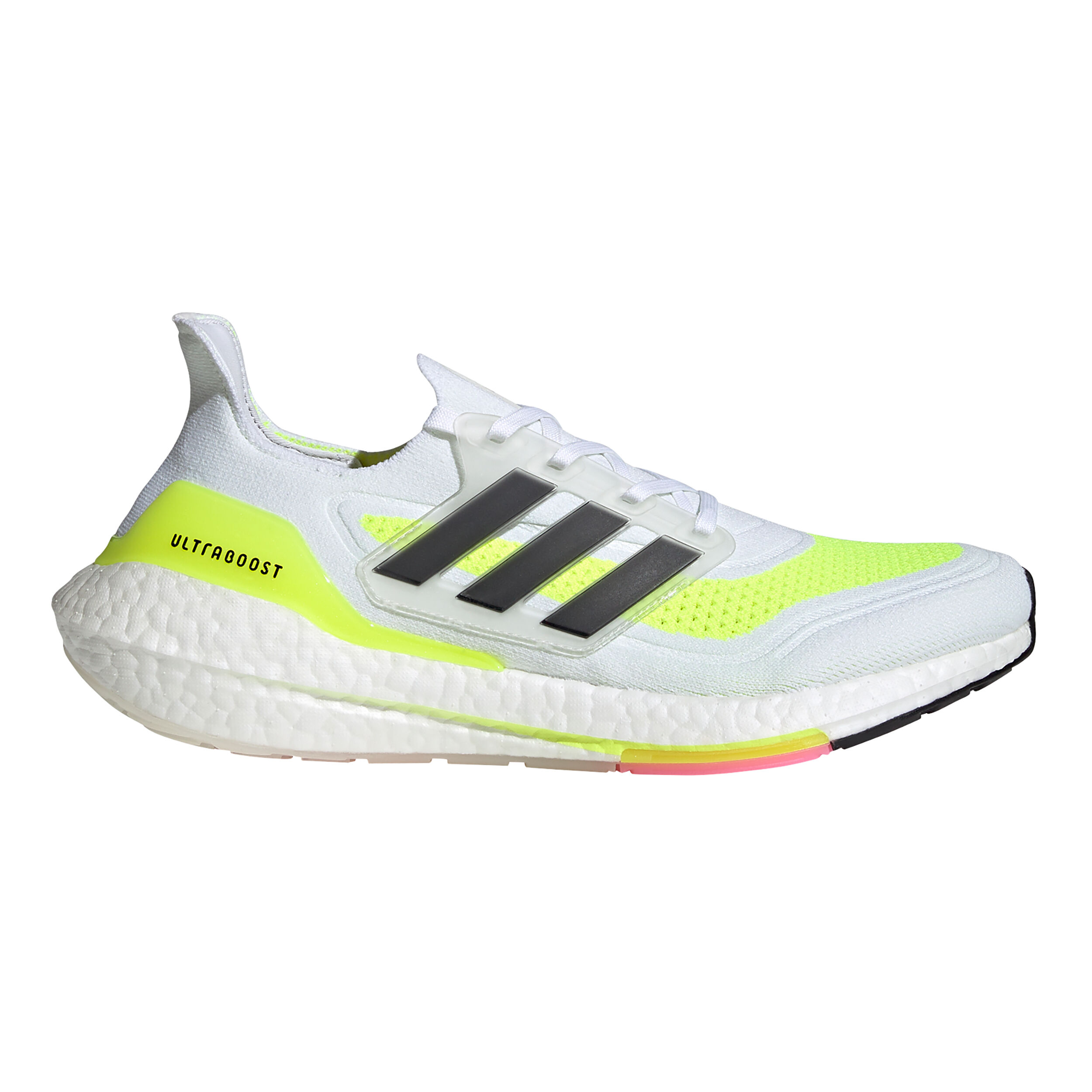 Ultraboost 21 Neutralschuh Herren WeiB Neongelb
