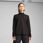 Puma Bekleidung Puma Velocity Cloudspun 1/4 Zip Laufshirt Damen-Schwarz