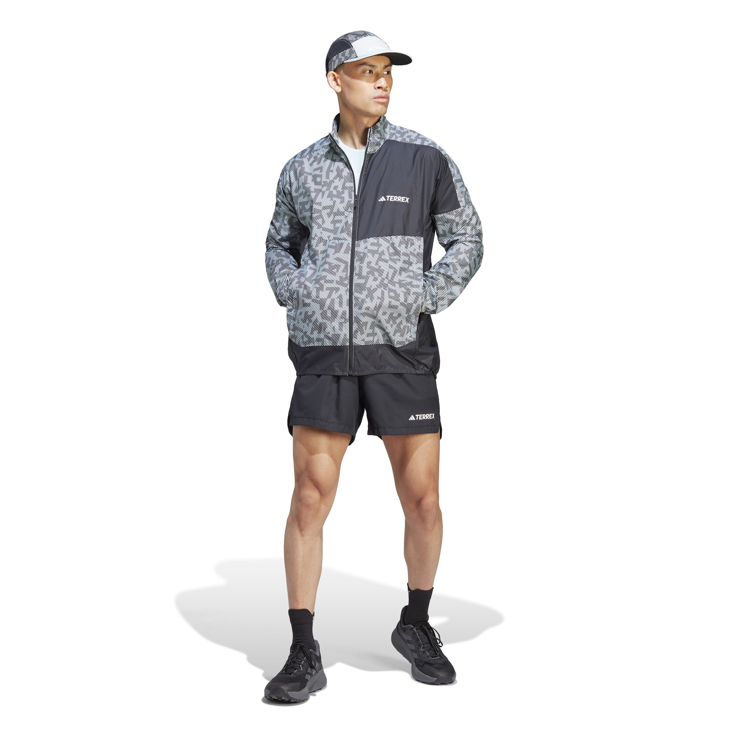 Terrex Trail Wind Laufjacke Herren Grau Schwarz