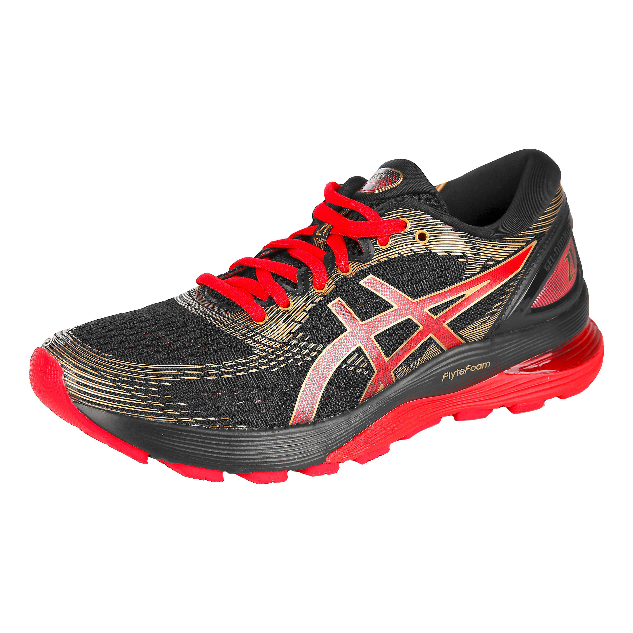 Asics gel nimbus 21 black red on sale