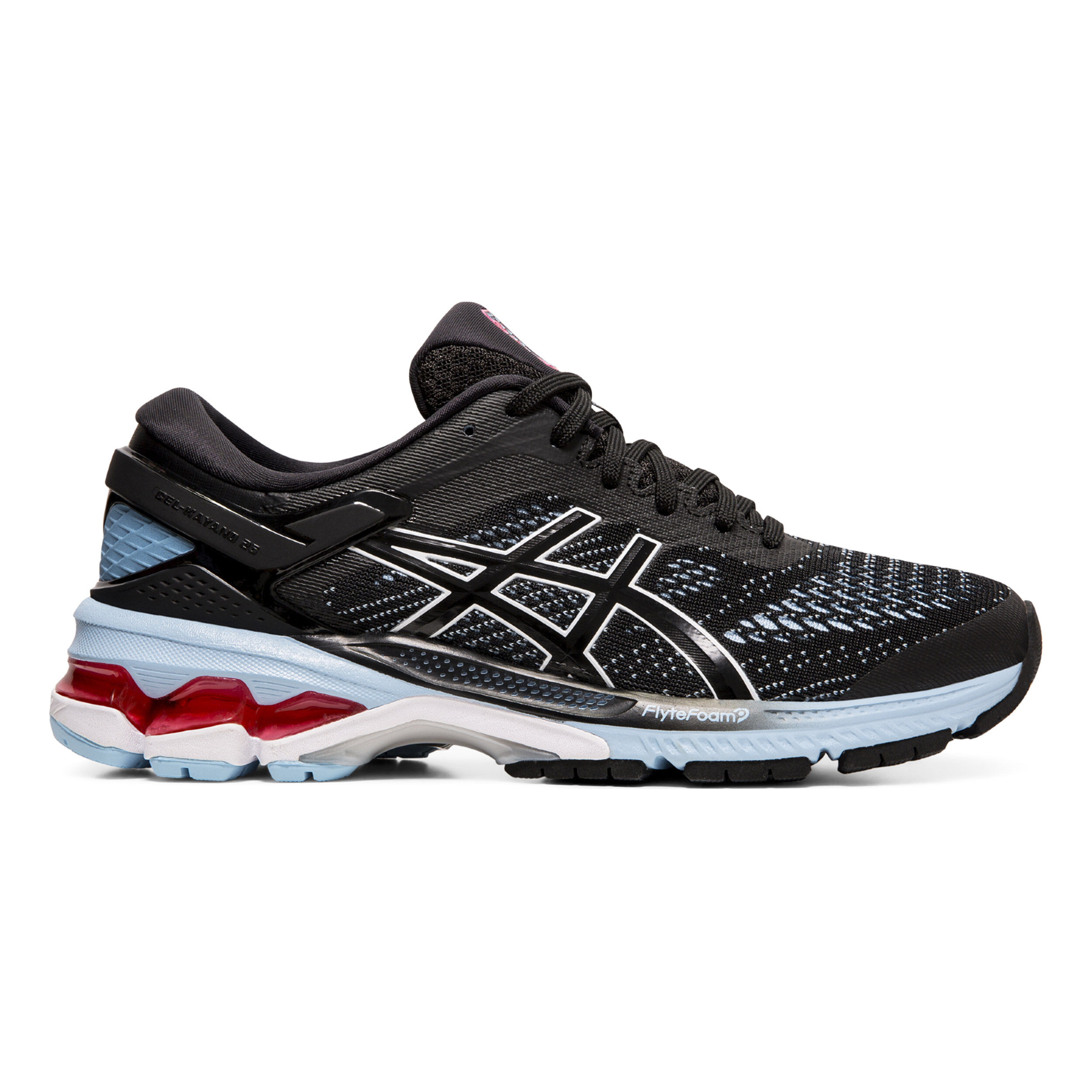 Gel Kayano 26 Stabilitatsschuh Damen Schwarz Hellblau