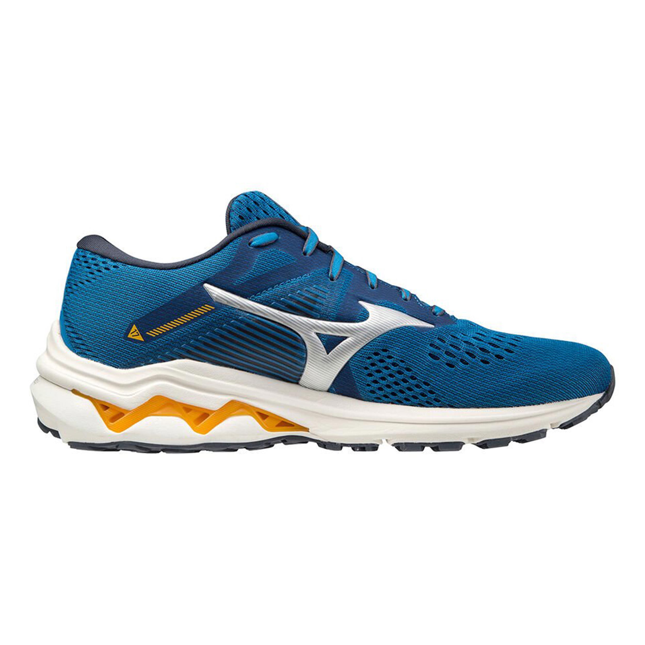 Mizuno Wave Inspire 17 Stabilitatsschuh Herren Blau Silber in GroBe 44 5 online kaufen Running Point DE