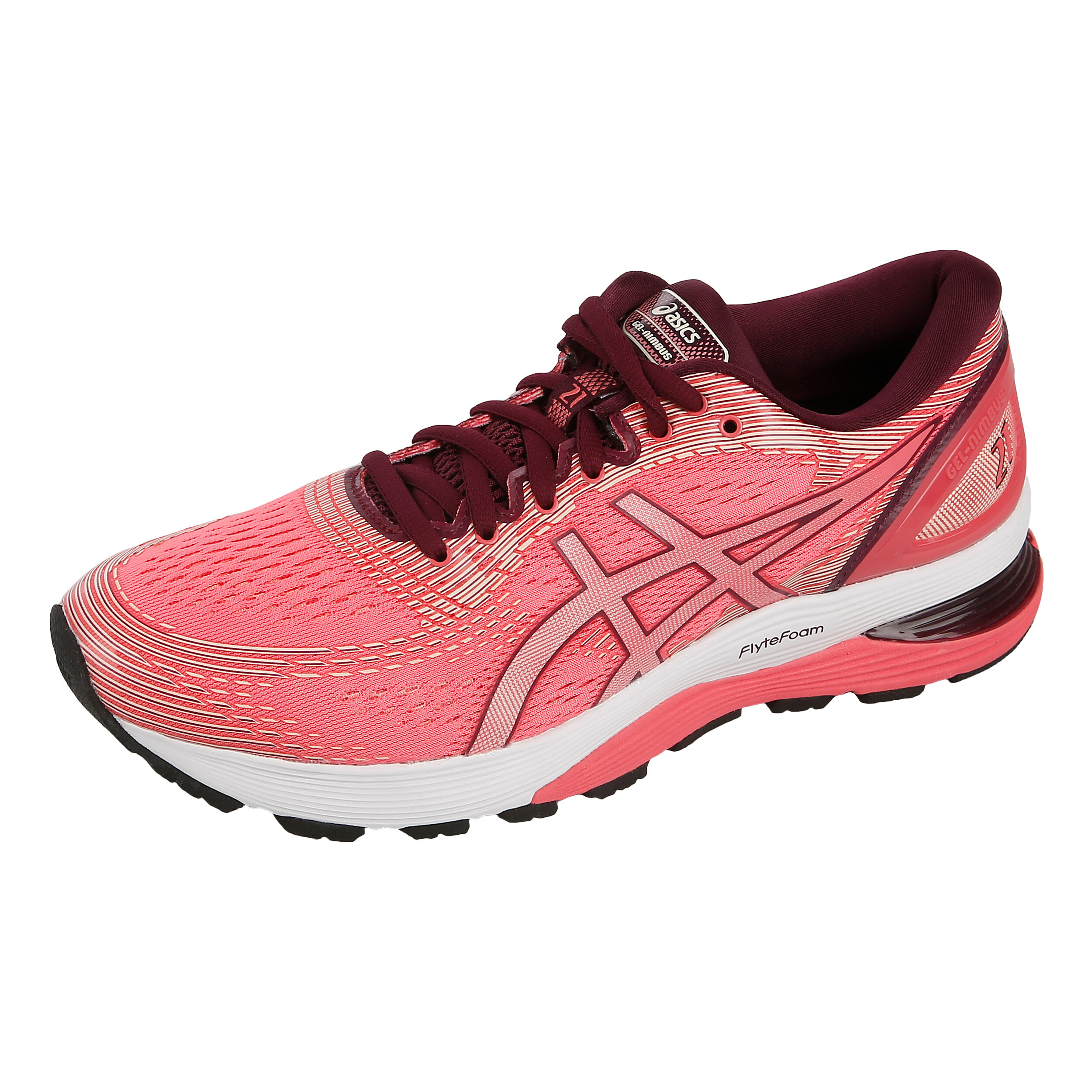 Gel Nimbus 21 Neutralschuh Damen Rosa Dunkelrot