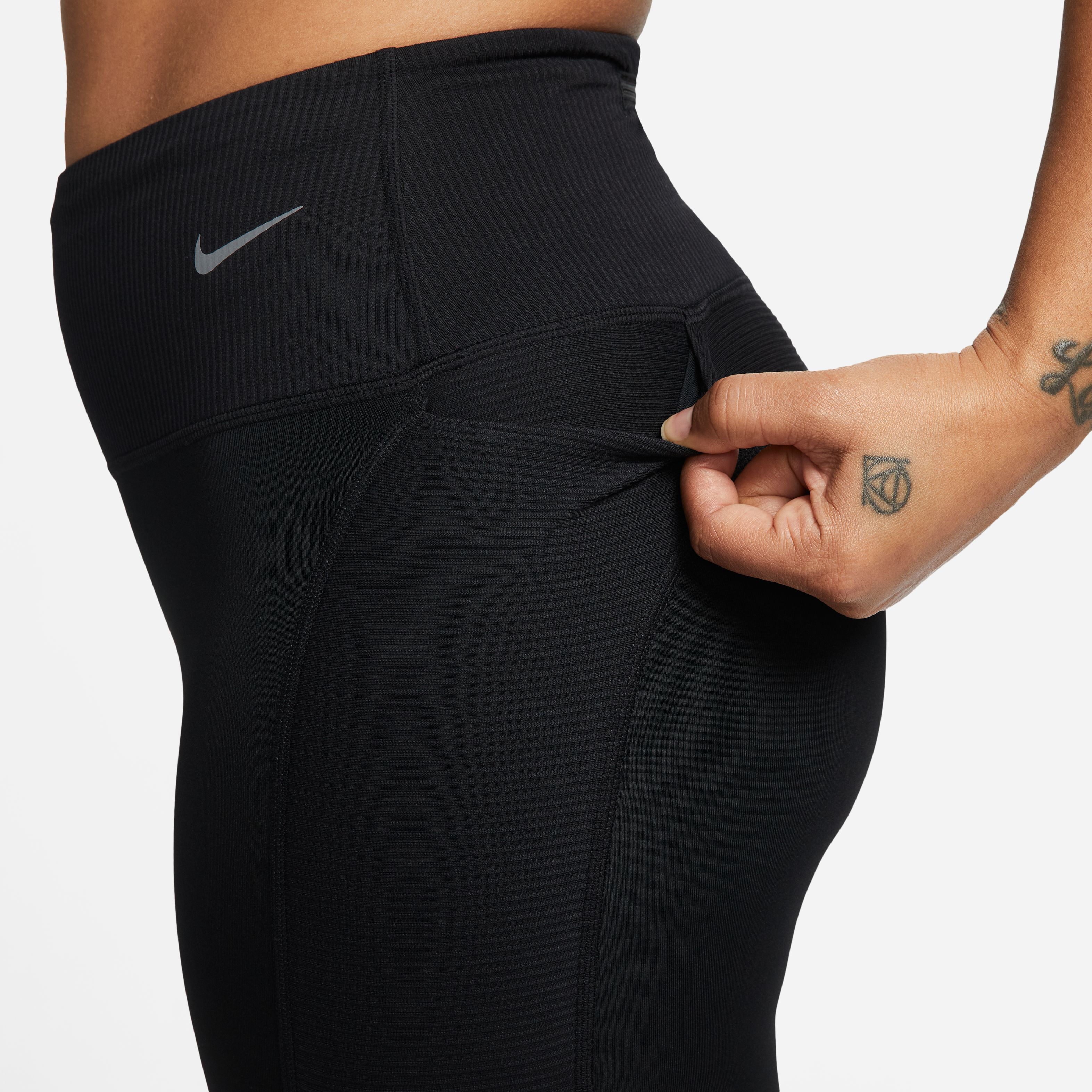 Dri Fit Fast Mid Rise 7 8 Novelty Tight Damen Schwarz Grau