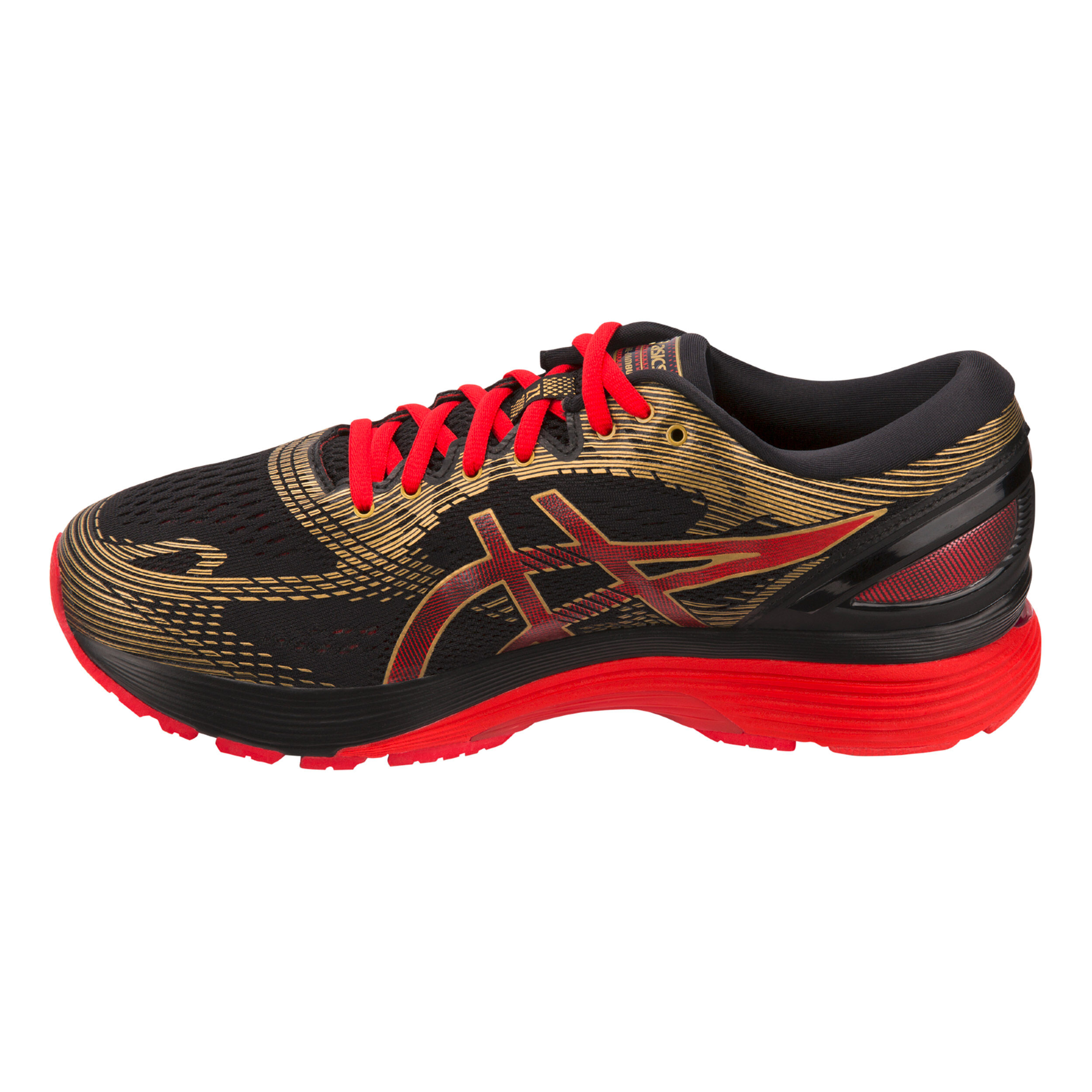 Asics gel nimbus 21 black red on sale