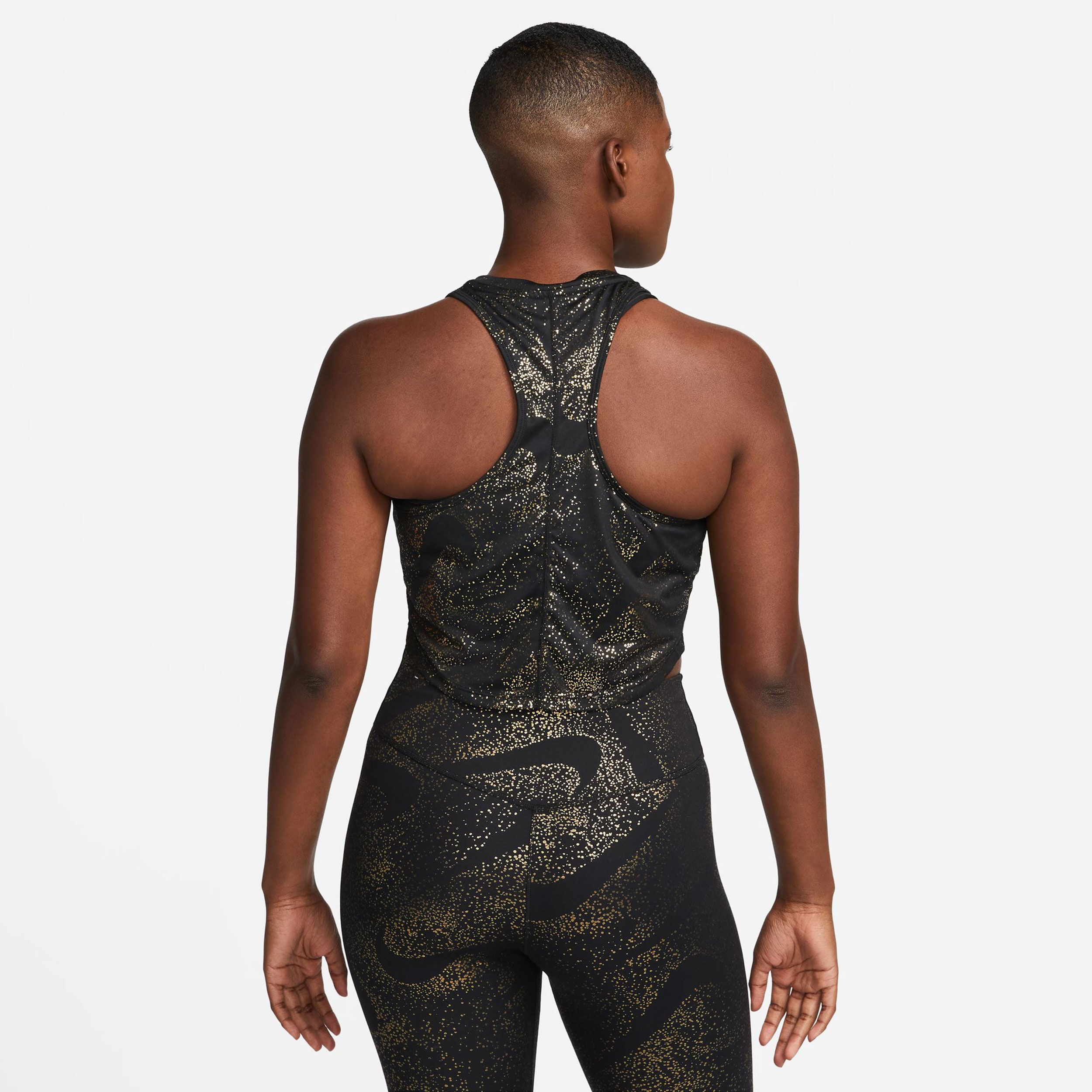Dri Fit One All Over Print Tank Top Damen Schwarz Gold