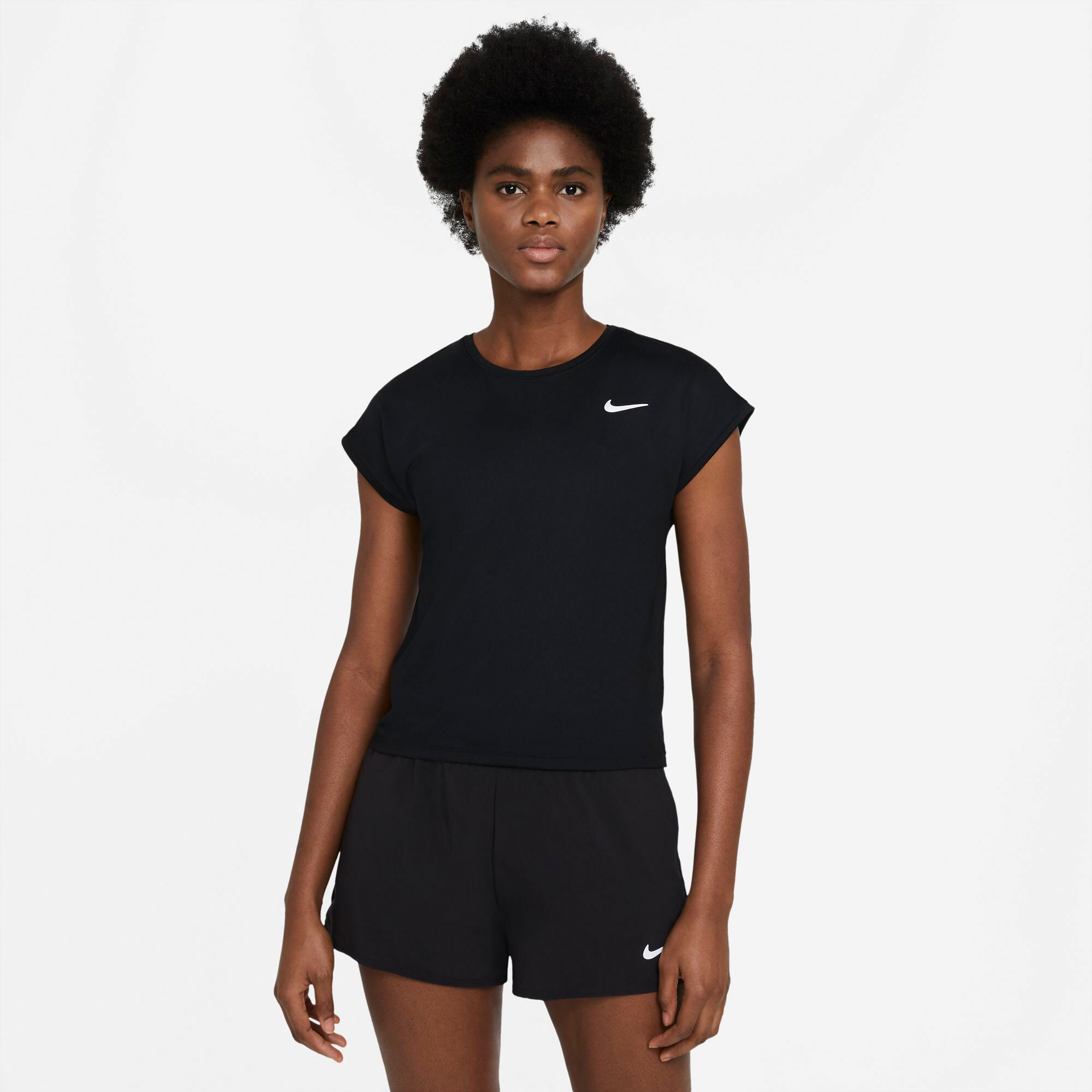 Black nike t shirt women's discount
